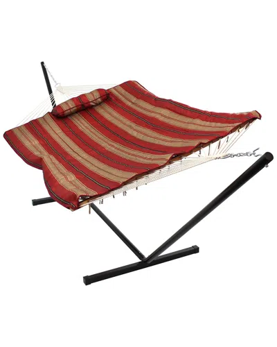 SUNNYDAZE SUNNYDAZE COTTON ROPE HAMMOCK W/ 12' STEEL STAND