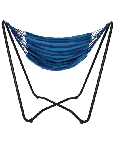 SUNNYDAZE SUNNYDAZE HANGING ROPE HAMMOCK CHAIR SWING WITH SPACE-SAVING STAND