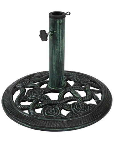 SUNNYDAZE SUNNYDAZE ROSE BLOSSOM CAST IRON PATIO UMBRELLA BASE