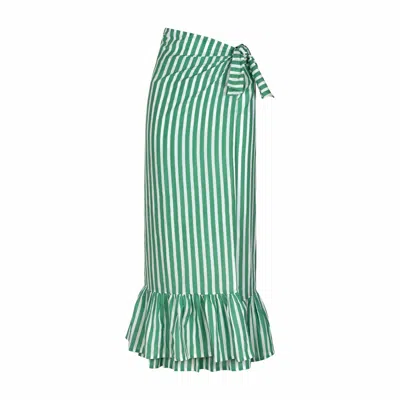 SUNSHINE TIENDA WOMEN'S GREEN / WHITE GREEN & WHITE STRIPE VIENNA SARONG