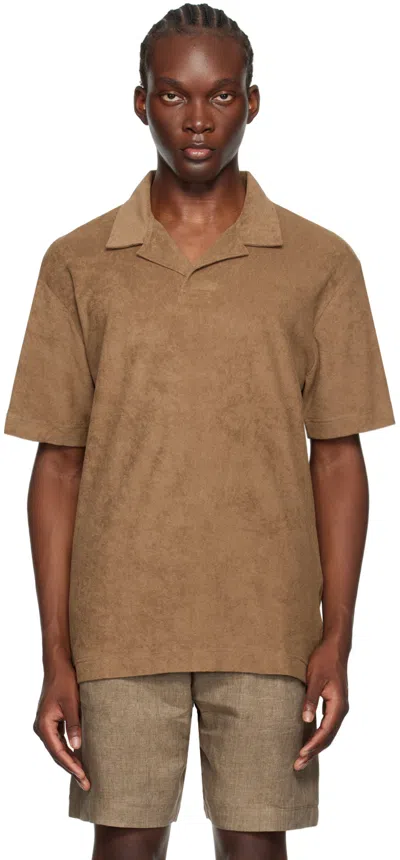 SUNSPEL BROWN TOWELLING POLO