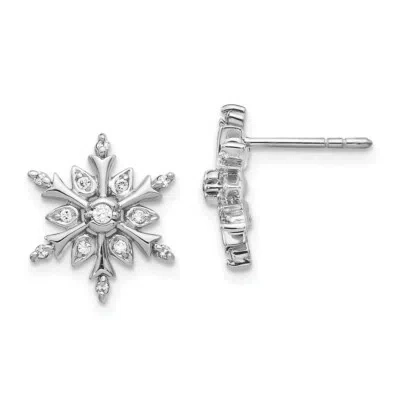 SUPERDEALSFOREVERYTHING REAL 14KT WHITE GOLD DIAMOND SNOWFLAKE EARRINGS