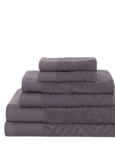 SUPERIOR SUPERIOR BASKETWEAVE JACQUARD AND SOLID 6PC EGYPTIAN COTTON TOWEL SET