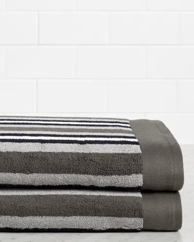 SUPERIOR DISCONTINUED SUPERIOR STRIPE 2PC ABSORBENT BATH LONG STAPLE COMBED COTTON TOWEL SET