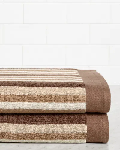 SUPERIOR DISCONTINUED SUPERIOR STRIPE 2PC ABSORBENT BATH LONG STAPLE COMBED COTTON TOWEL SET