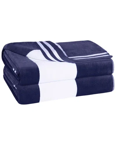 SUPERIOR SUPERIOR SET OF 2 CABANA STRIPE OVERSIZED COTTON BEACH TOWELS