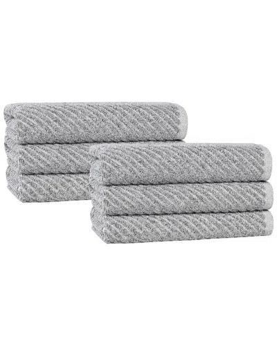 SUPERIOR SUPERIOR SET OF 6 AMELIA MEDIUM WEIGHT DIAGONAL STRIPES HAND TOWELS