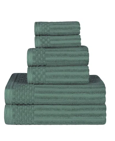 SUPERIOR SOHO CHECKERED BORDER COTTON 6 PIECE TOWEL SET