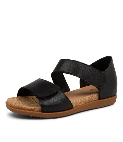 SUPERSOFT SUPERSOFT CLAYBELLE BLACK LEATHER WOMENS SHOES SANDALS SANDALS FLAT