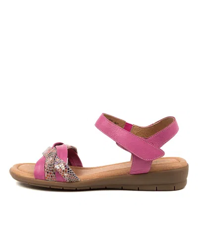 SUPERSOFT SUPERSOFT FAWNKER FUCHSIA MULTI LEA WOMENS SHOES CASUAL SANDALS SANDALS FLAT