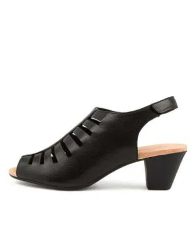 SUPERSOFT SUPERSOFT INESSA2 BLACK LEATHER WOMENS SHOES SANDALS HEELED