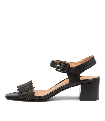 SUPERSOFT SUPERSOFT JAMMIE BLACK LEATHER WOMENS SHOES DRESS SANDALS HEELED