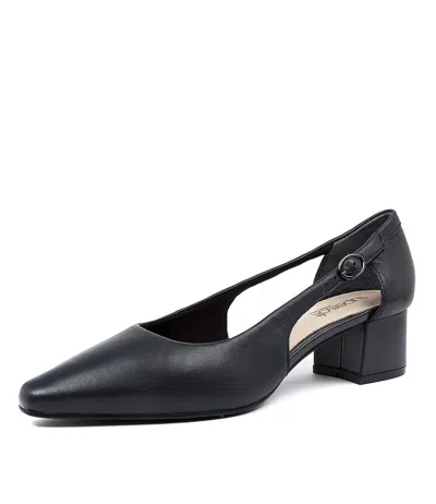 SUPERSOFT SUPERSOFT KALIE NAVY LEATHER WOMENS SHOES COMFORT SHOES HEELED