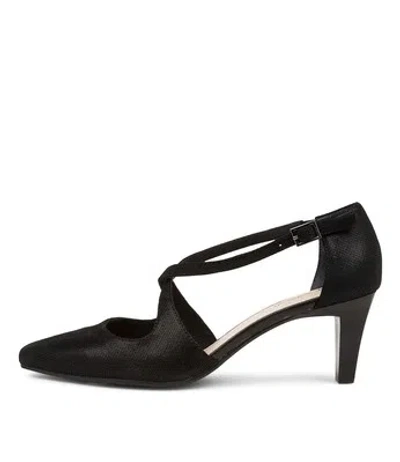 SUPERSOFT SUPERSOFT MARNEE BLACK METALLIC LEATHER HEELS BLACK METALLIC WOMENS SHOES