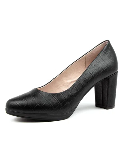 SUPERSOFT SUPERSOFT SUMMER NAVY CROC LEATHER WOMENS SHOES DRESS SHOES HEELED