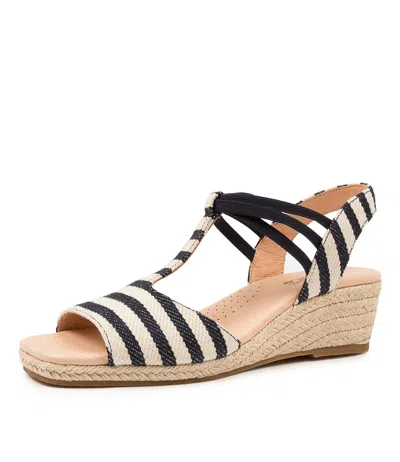 SUPERSOFT SUPERSOFT ZEPPLIN NAVY STRIPE NAVY WOMENS SHOES CASUAL SANDALS HEELED