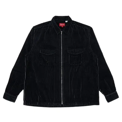 SUPREME SUPREME 2-TONE CORDUROY ZIP UP SHIRT 'BLACK'