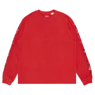 SUPREME SUPREME AOI ICONS LONG-SLEEVE TOP 'WASHED RED'