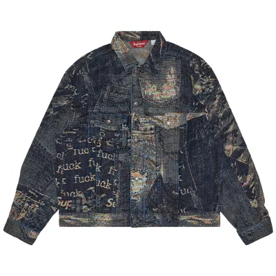 SUPREME SUPREME ARCHIVE DENIM JACQUARD TRUCKER JACKET 'BLUE'