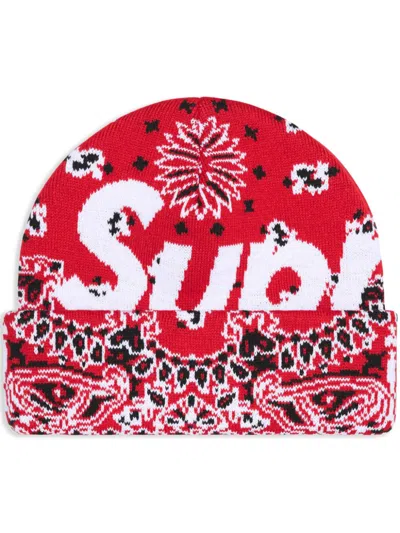SUPREME BANDANA-PRINT BEANIE HAT