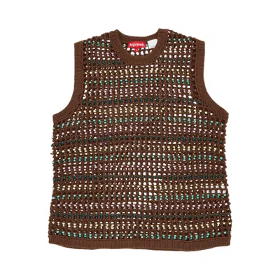 SUPREME SUPREME BEADED SWEATER VEST 'BROWN'