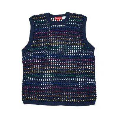 SUPREME SUPREME BEADED SWEATER VEST 'NAVY'