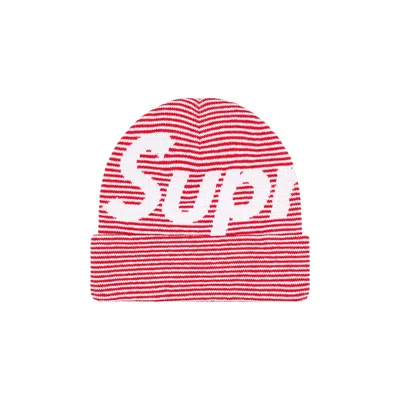 SUPREME SUPREME BIG LOGO BEANIE 'RED STRIPE'