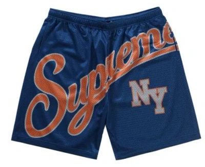 SUPREME SUPREME BIG SCRIPT MESH SHORTS BLUE (SIZE SMALL, MEDIUM, LARGE, XL, 2XL)