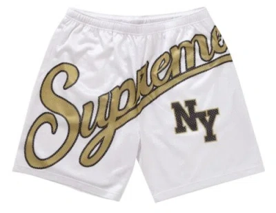 SUPREME SUPREME BIG SCRIPT MESH SHORTS WHITE (SIZE MEDIUM, XL, 2XL)