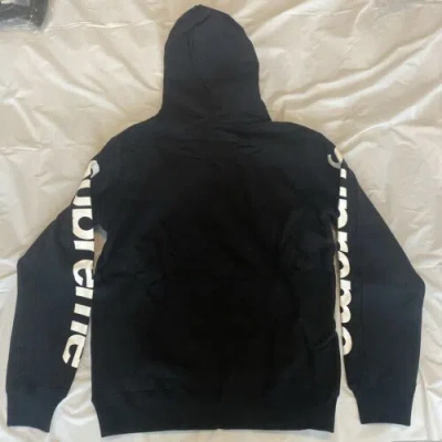SUPREME BRAND SS18 SUPREME SIDELINE HOODED SWEATSHIRT HOODIE - BLACK - SIZE M
