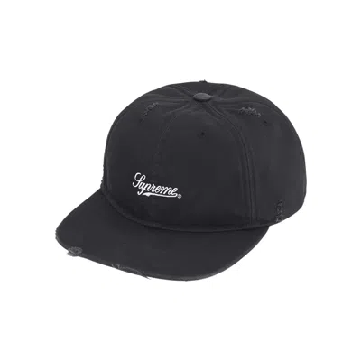 SUPREME SUPREME DISTRESSED SCRIPT 6-PANEL 'BLACK' | MEN'S SIZE ONESIZE
