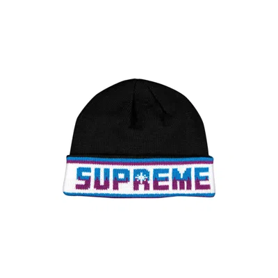SUPREME SUPREME DOUBLE LOGO FACEMASK BEANIE 'BLACK'