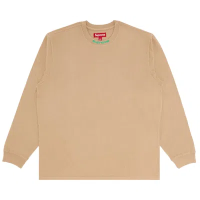 SUPREME SUPREME EMBROIDERED COLLAR LONG-SLEEVE TOP 'TAN'