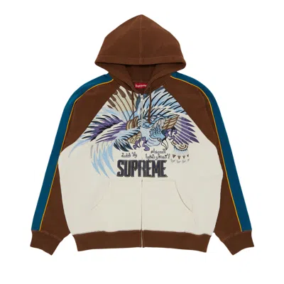 SUPREME SUPREME FALCON RAGLAN ZIP UP HOODED SWEATSHIRT 'NATURAL'