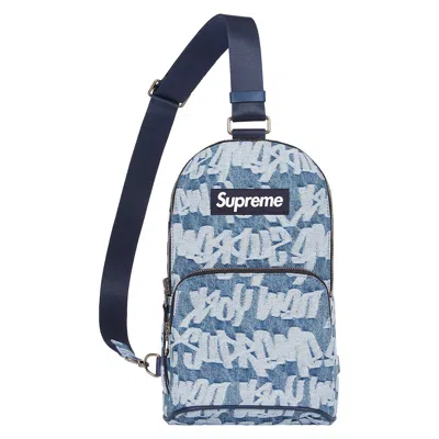 SUPREME SUPREME FAT TIP JACQUARD DENIM SLING BAG 'BLUE'