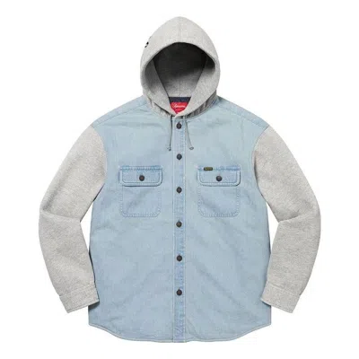 SUPREME Supreme Fleece Hooded Denim Shirt 'Teal Grey'