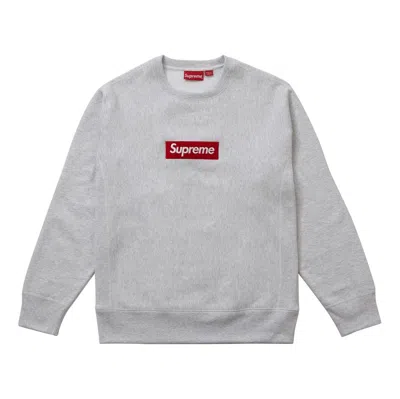SUPREME Supreme FW18 Box Logo Crewneck Ash Grey Classic Round Neck Pullover Unisex Gray