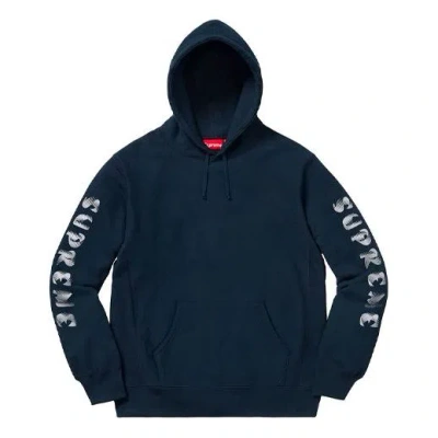 SUPREME Supreme FW18 Gradient Sleeve Hooded Sweatshirt Navy
