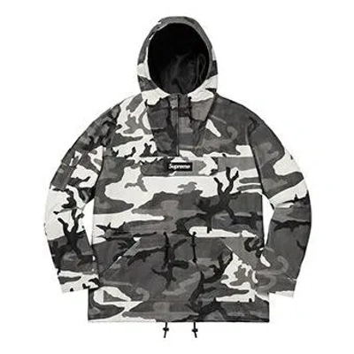 SUPREME Supreme FW18 Leather Anorak Snow Camo 'Black White Grey'