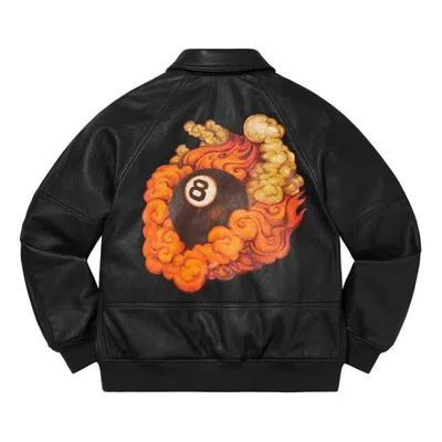 SUPREME Supreme FW19 Week 1 x Martin Wong x Supreme Schott 8-Ball Leather Varsity Jacket