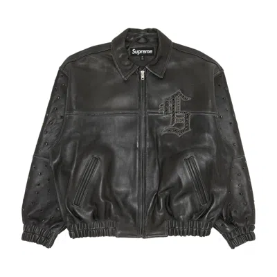 SUPREME SUPREME GEM STUDDED LEATHER JACKET 'BLACK'