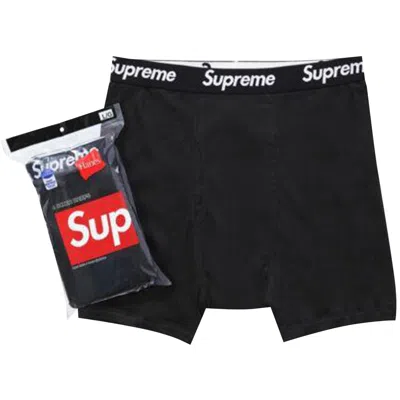 SUPREME SUPREME HANES BOXER BRIEFS (4 PACK) 'BLACK'