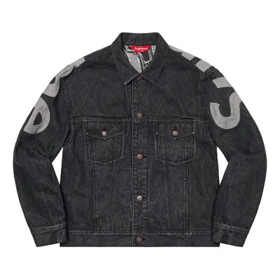 SUPREME Supreme Inset Logo Denim Trucker Jacket 'Black Grey'
