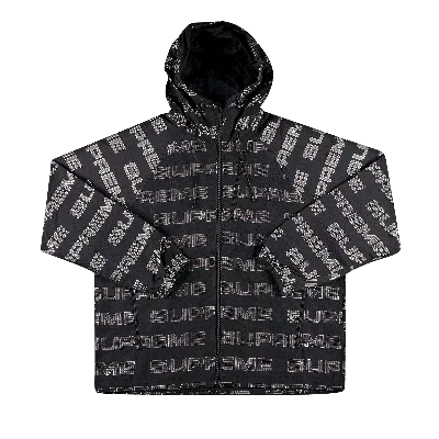 SUPREME SUPREME LOGO RIPSTOP HOODED TRACK JACKET 'BLACK'