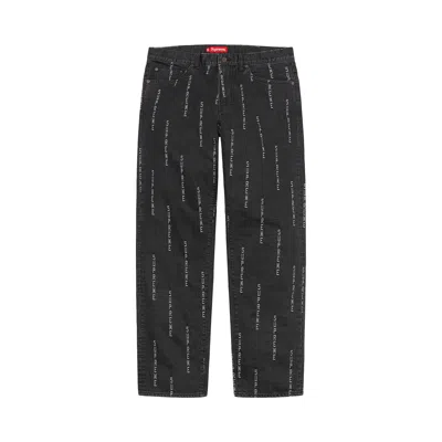 SUPREME SUPREME LOGO STRIPE JACQUARD REGULAR JEAN 'BLACK'
