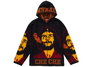 SUPREME MEN'S SUPREME CHE HOODED ZIP UP SWEATER IN BLACK