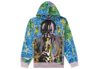 SUPREME MEN'S SUPREME MILES DAVIS HOODED SWEATSHIRT IN BLUE