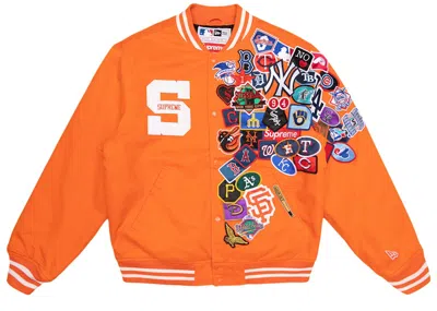 SUPREME MEN'S SUPREME NEW ERA MLB VARSITY JACKET IN ORANGE