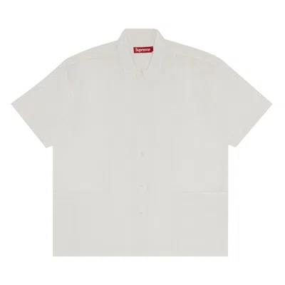 SUPREME SUPREME MESH PANEL LINEN SHORT-SLEEVE SHIRT 'WHITE'