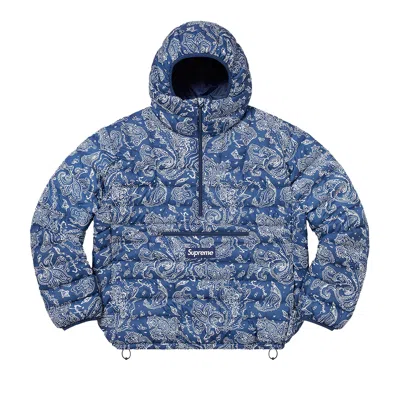 SUPREME SUPREME MICRO DOWN HALF ZIP HOODED PULLOVER 'BLUE PAISLEY'